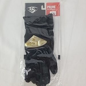 NWT Louisville Slugger Prime Batting Leather Gloves Adult Sz L Black Gold